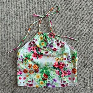 Kortni Jeane KJ Encore Bright Wildflowers Floral Halter Top